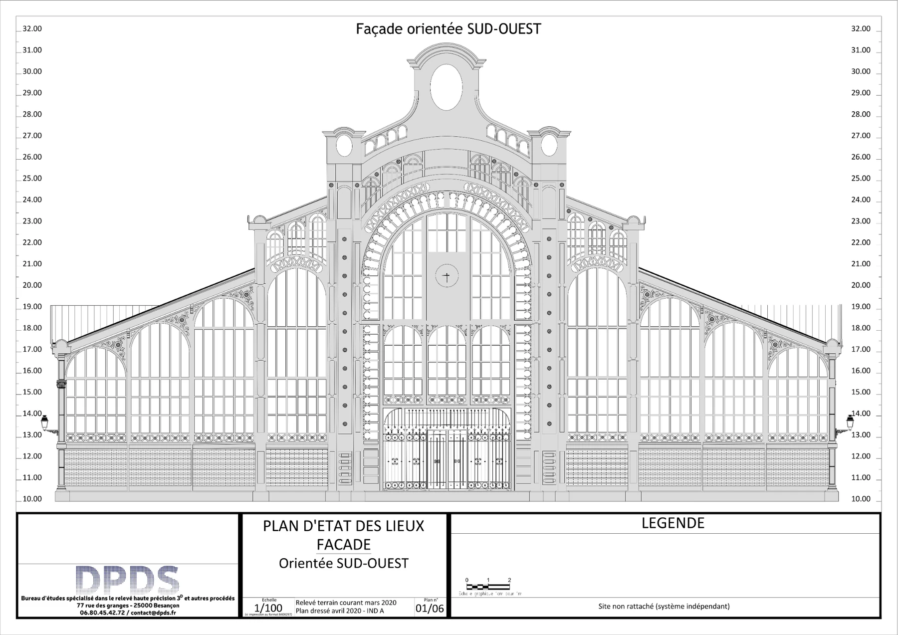 Plan d’état des lieux d’une façade détaillée