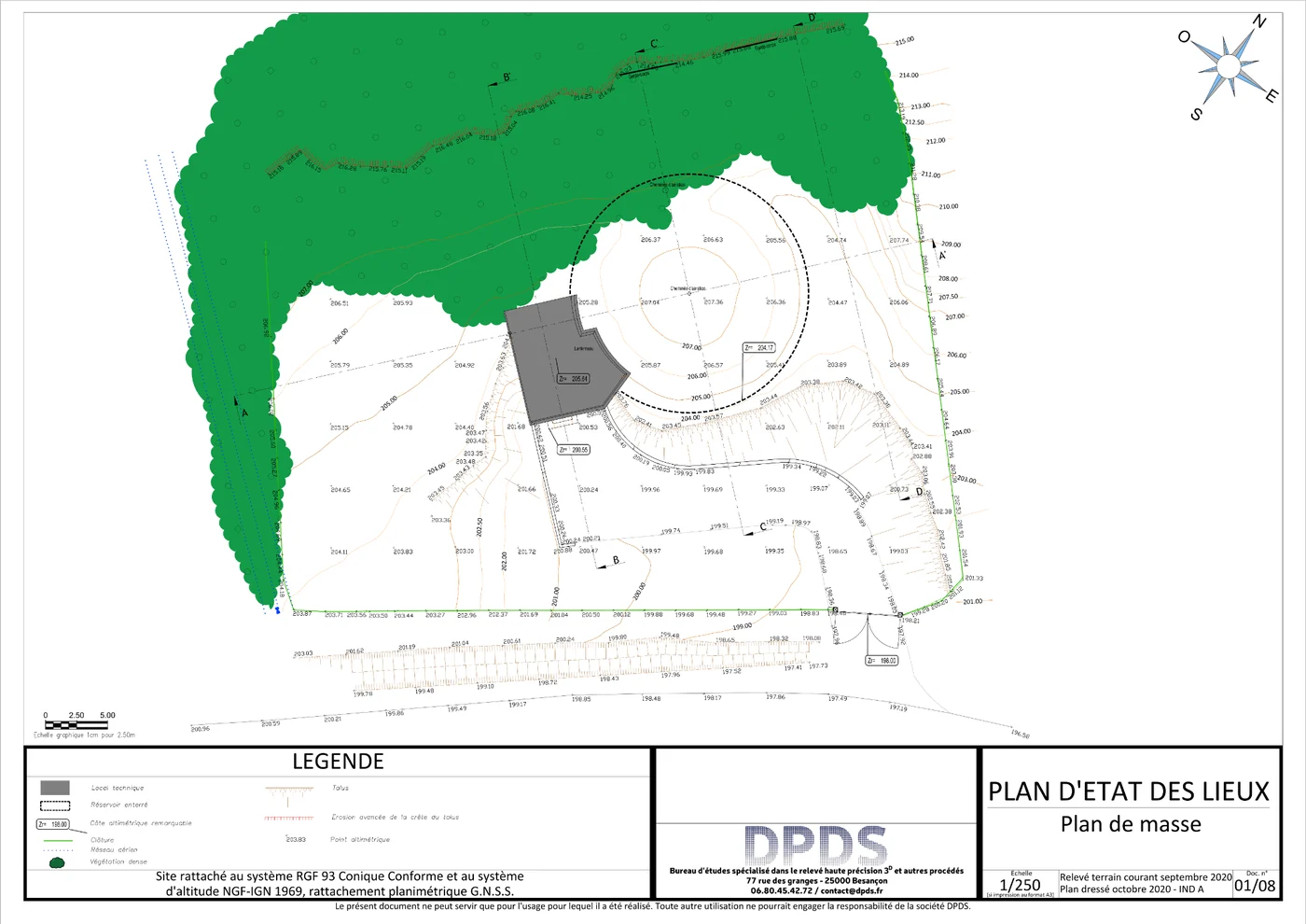 Exemple de plan topographique et modèle numérique de terrain