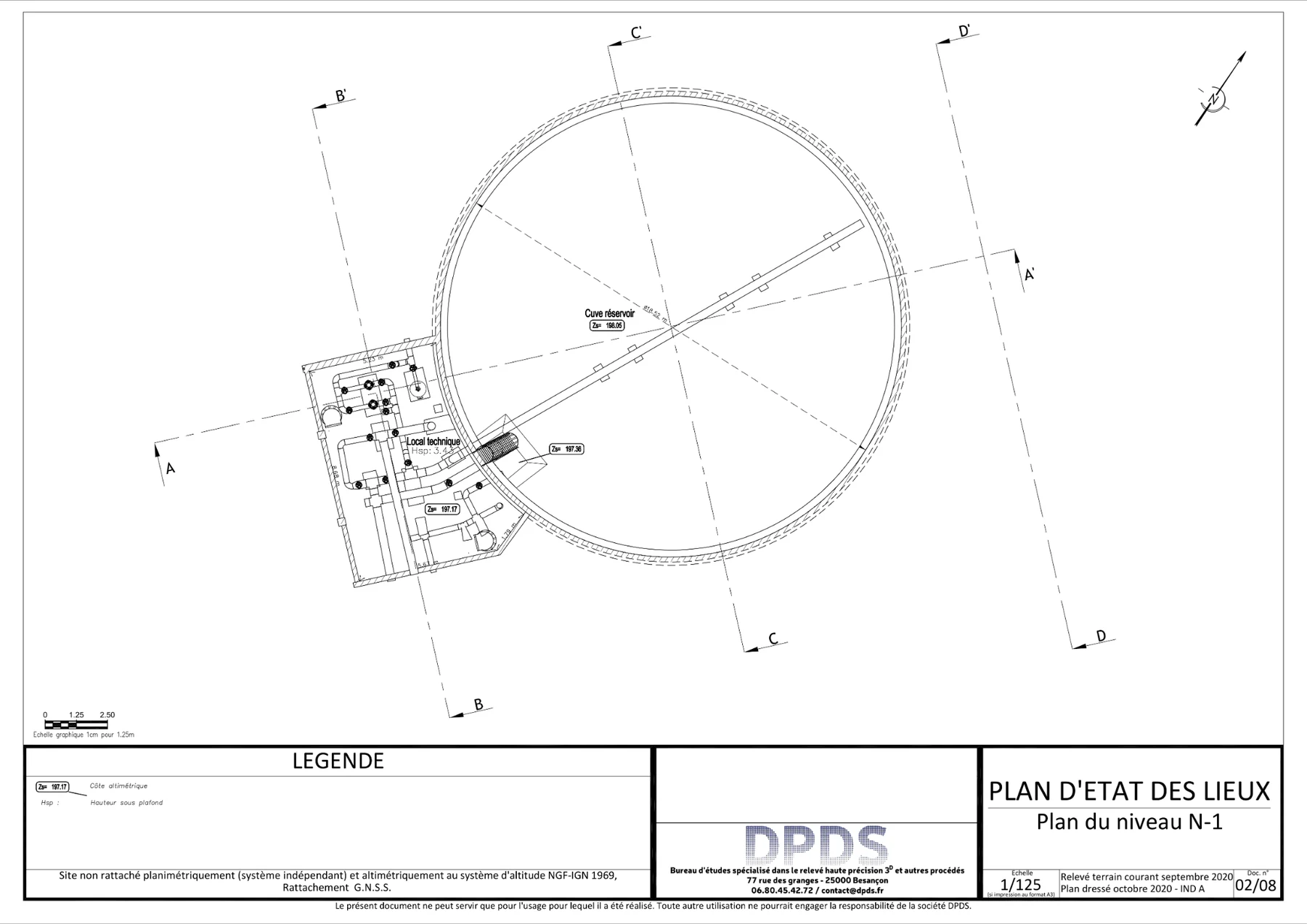 Plan d’état des lieux du niveau inférieur d’un ouvrage technique